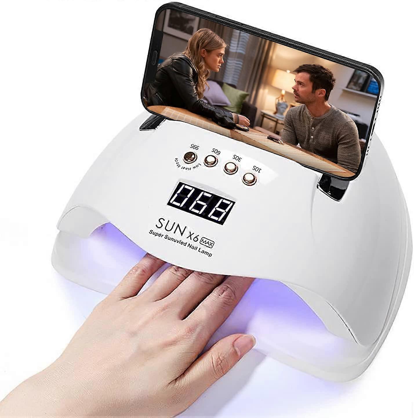 220W UV LED Nail Lamp with Phone Holder, Fast Curing Gel Nail Dryer with 4 Timer Modes