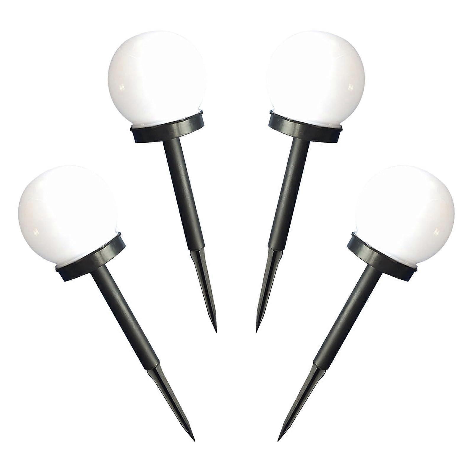 4pcs Solar Garden Lights Warm White Globe Waterproof LED Pathway Lamps with Automatic Dawn Sensor