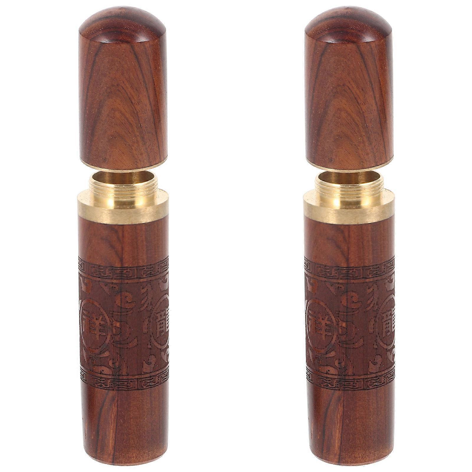 Sewing Needle Container for Crafts 8Pcs Wooden Needle Case Brown