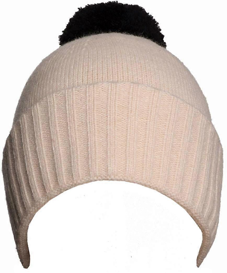 Zelly Contrast Pom Pom Beanie - Cream/Black