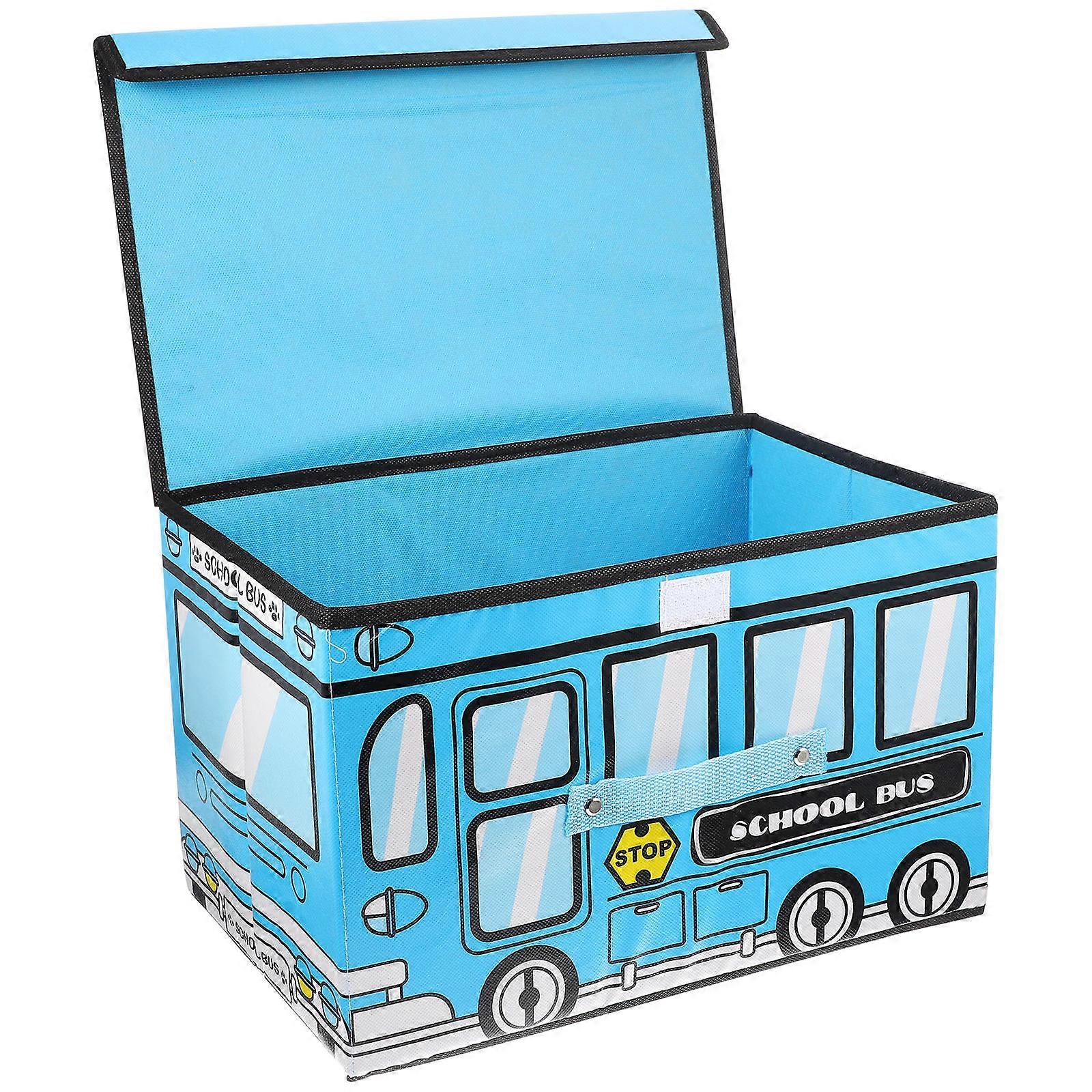 Sky-Blue Cartoon Storage Box for Toys 3Pcs Multi-Function Kids Organizer