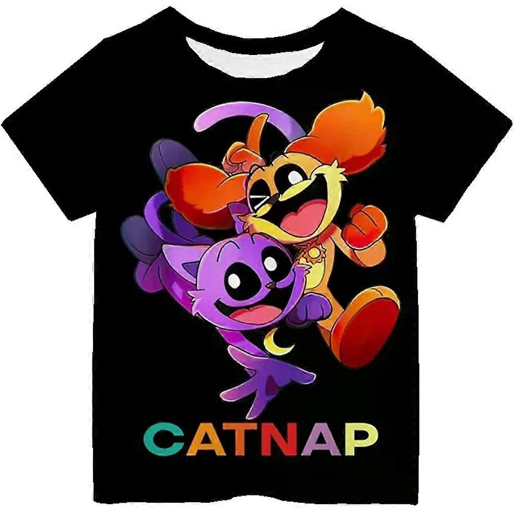 T-shirt �� manches courtes imprim�� dessin anim�� 3D pour enfants, enfants, adultes, cr��atures souriantes, v��tements d'��t�� d��contract��s