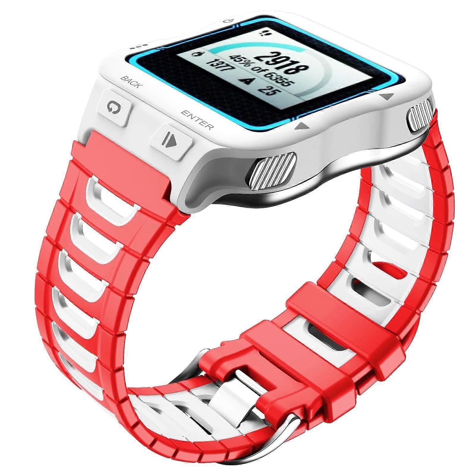 Silicone Replacement Watch Band Waterproof Adjustable Red White Strap for Garmin Forerunner 920XT