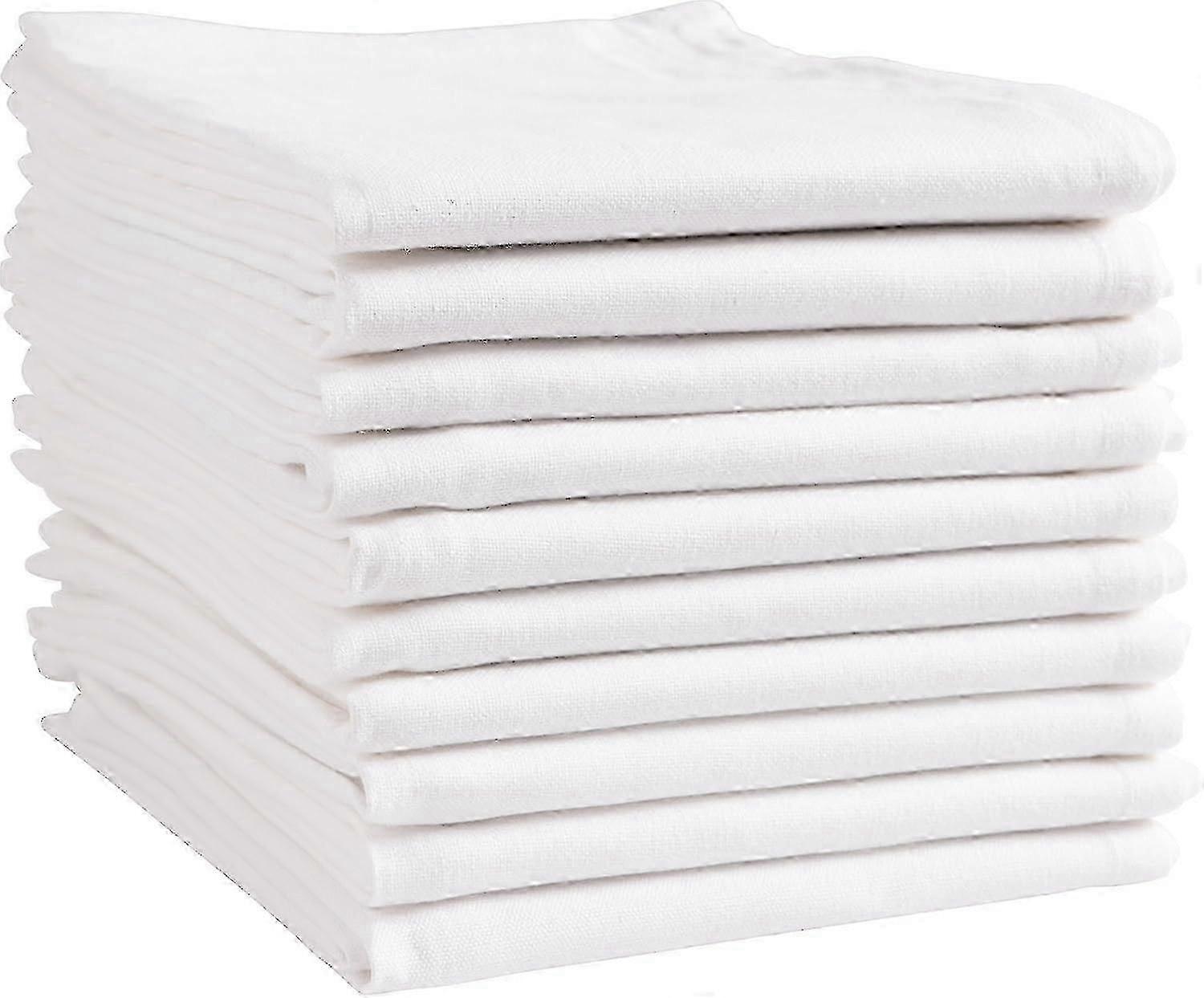 Soft and Absorbent Kitchen Towels for Home, White 10-Pack Cotton