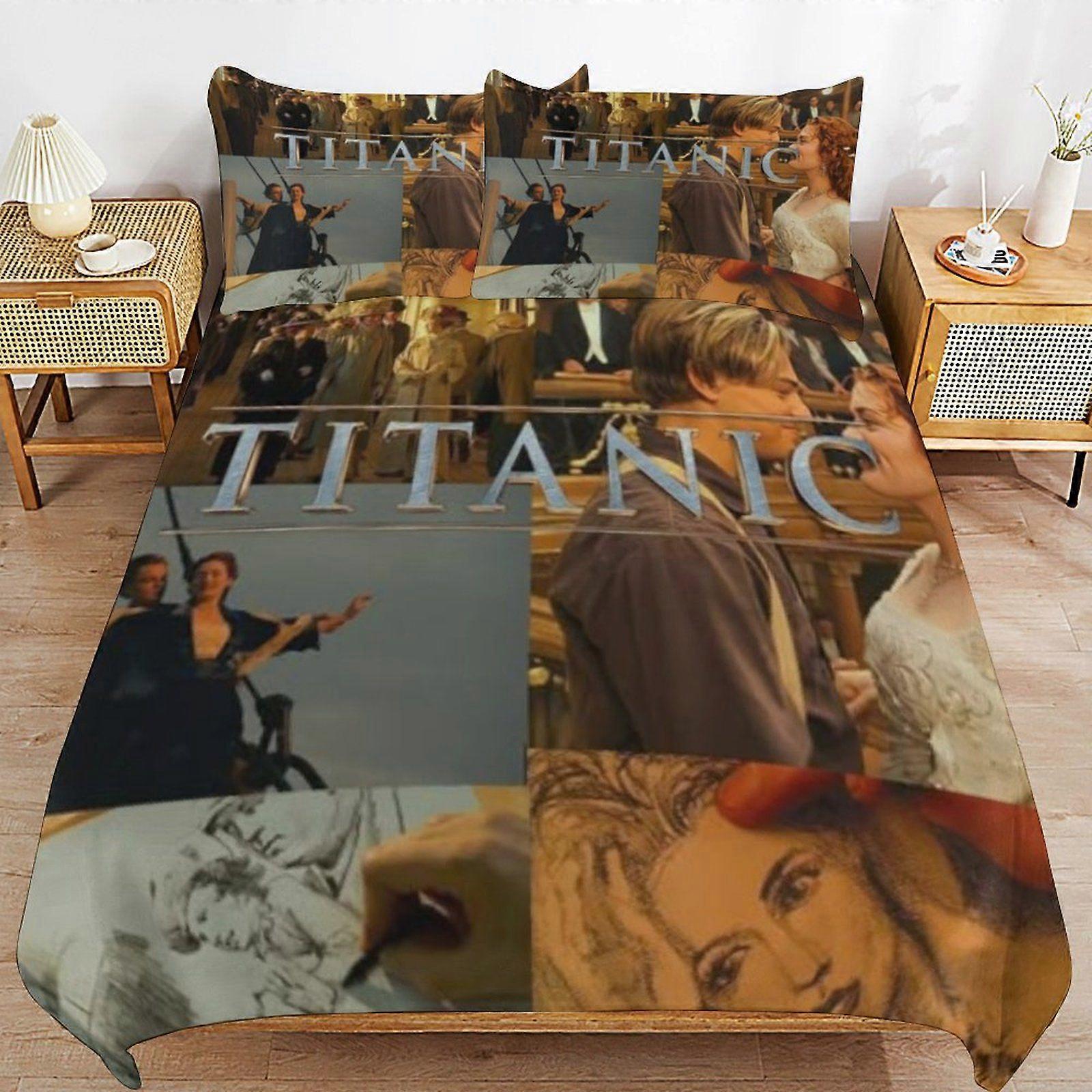 Titanic Home Friendly Soft Touch Long Lasting Thread Design Zipper Duvet Cover Sets Use Pattern