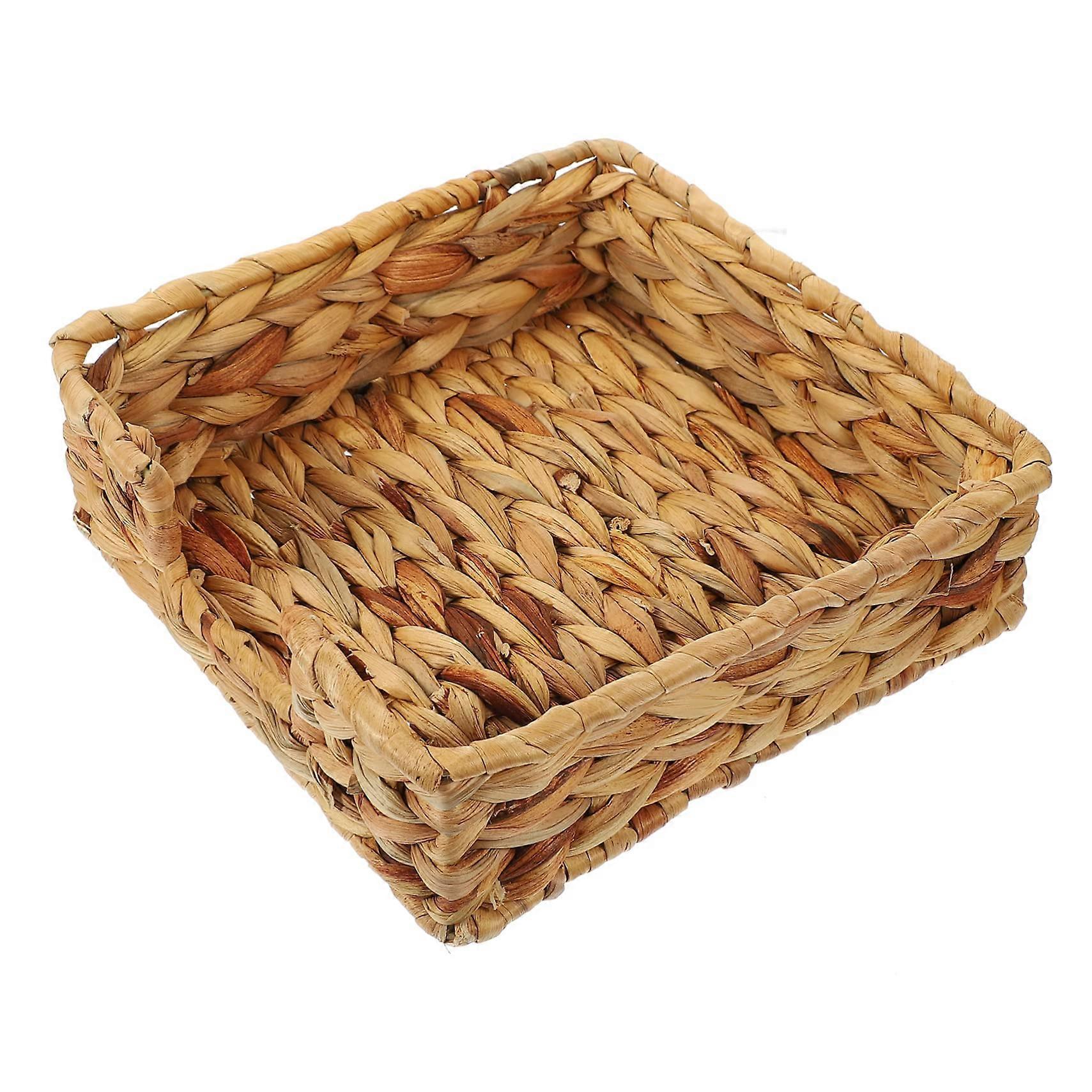 Rustic Woven Storage Basket Tissue Box Organizer Handmade Straw MultiPurpose Decorative Holder