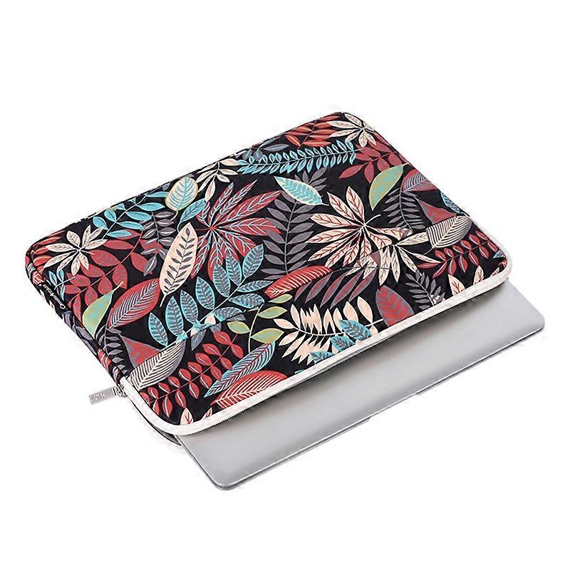 CANVASARTISAN H30-11 Leaves Printing Scratch-resistant Laptop Sleeve Polyester Zipper Notebook Bag