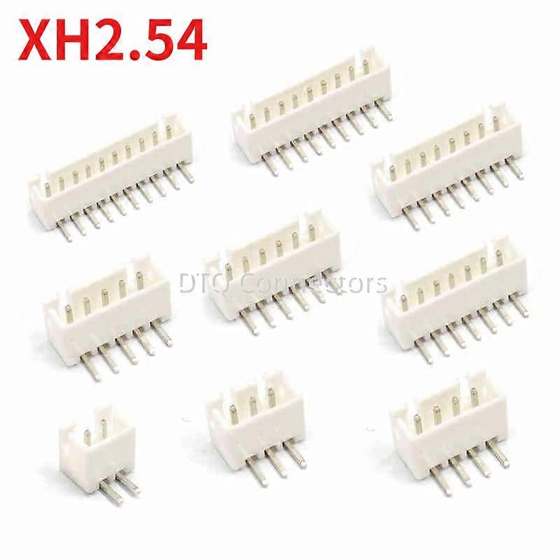 50PCS XH2.54 Curved needle Pin Header Connector 2P 3P 4P 5P 6P 7P 8P 9P 10P 12Pin 2.54mm Pitch Right Angle Socket XH For PCB jst