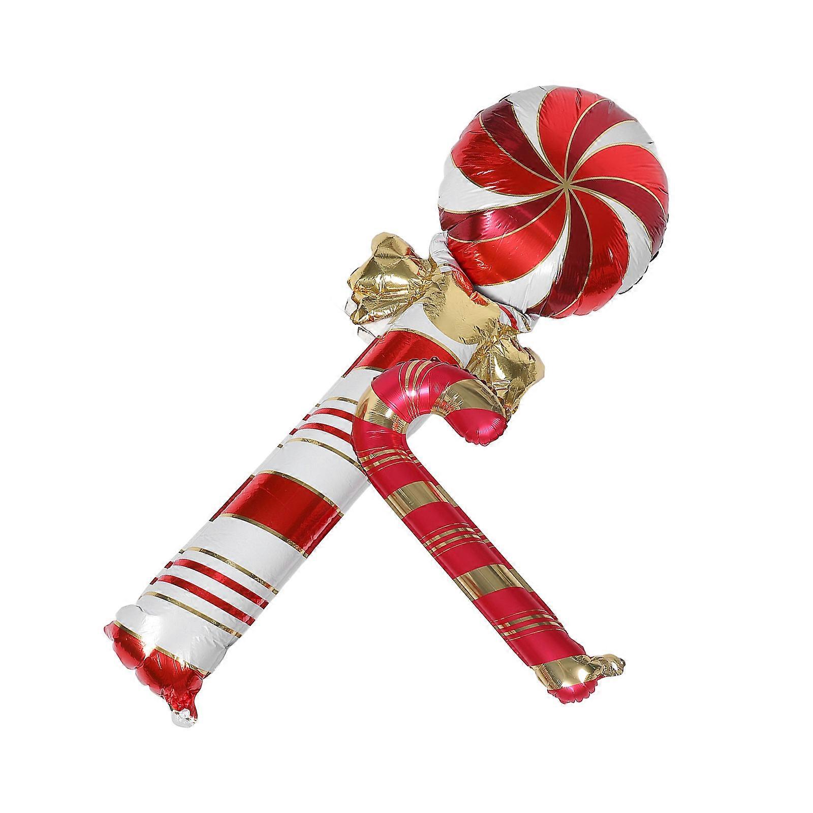 Red Candy Cane Balloon for Decor 1Set Christmas Inflatable Foil Balloon