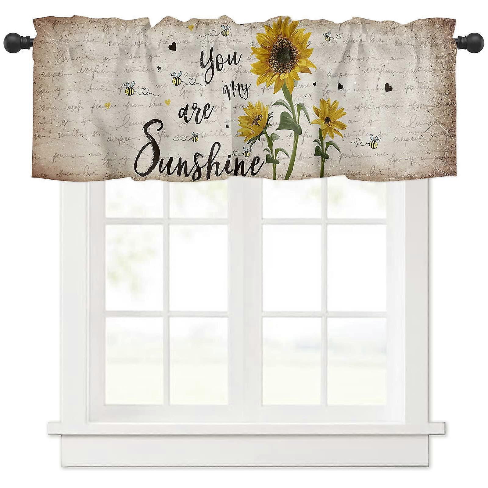 Sunflower Pattern Rod Pocket Window Valance 54x18 Inch