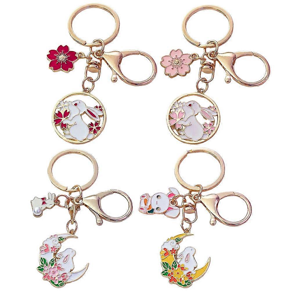 Key Chain Cute Rabbit Shape Keychain Keys Study Red 4Pcs