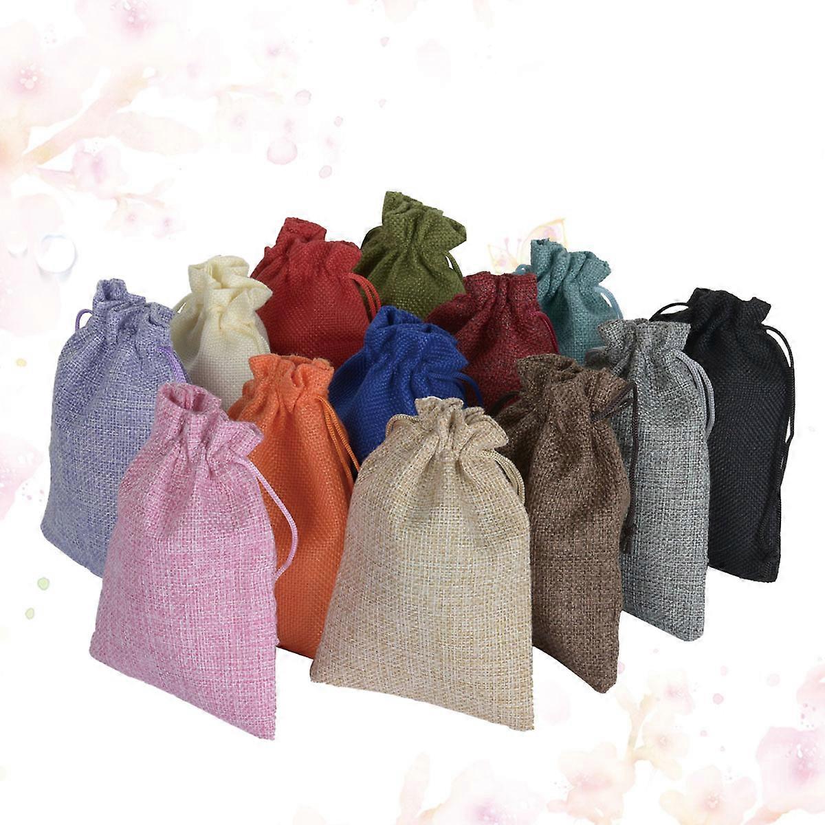 Gift Bags Linen Drawstring Bag for Storage 10Pcs Assorted Color Simple Design