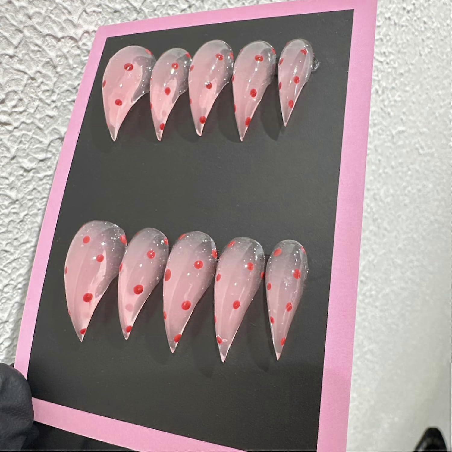 Handmade Press On Nails White Curved Medium Claw Acrylic False Nails Kit Salon Quality Reusable