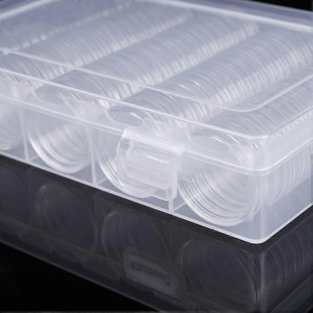 Coin Collection Box Plastic Capsules Holder for Storage Use 2Sets Clear