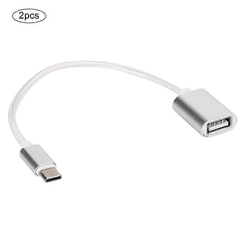 2026 2Pcs TypeC Patch Cord USB Box USB Flash Disk Card Reader Transfer OTG Adapter Cablesilver