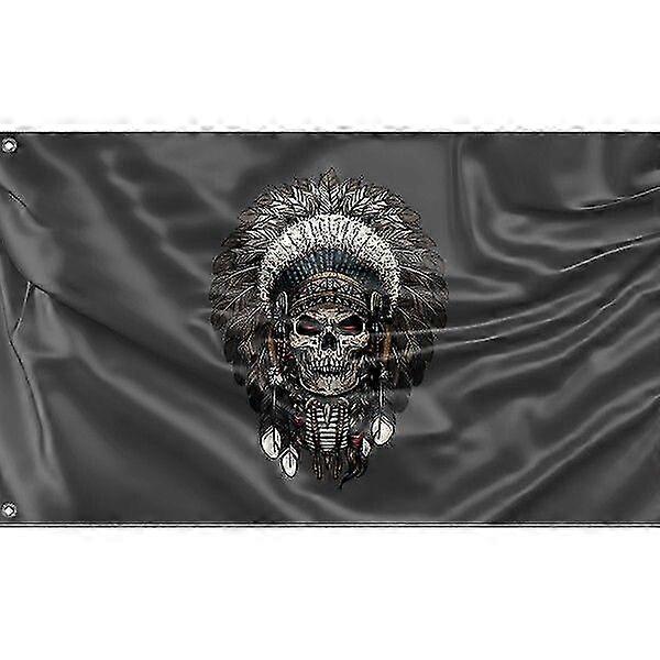 Indian Chieftain Skull Flag Pattern 335