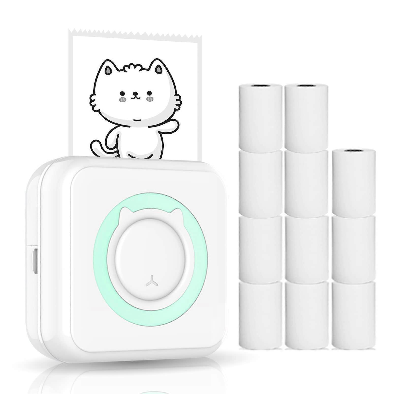 Portable Photo Printer Wireless Bluetooth Mini Thermal Printer for Smartphone iOS Android with 11 Paper Rolls