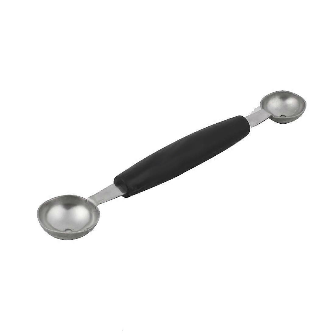 Stainless Steel DoubleEnd Fruit Spoon with Ergonomic Plastic Handle Silver Tone Black for Kitchen