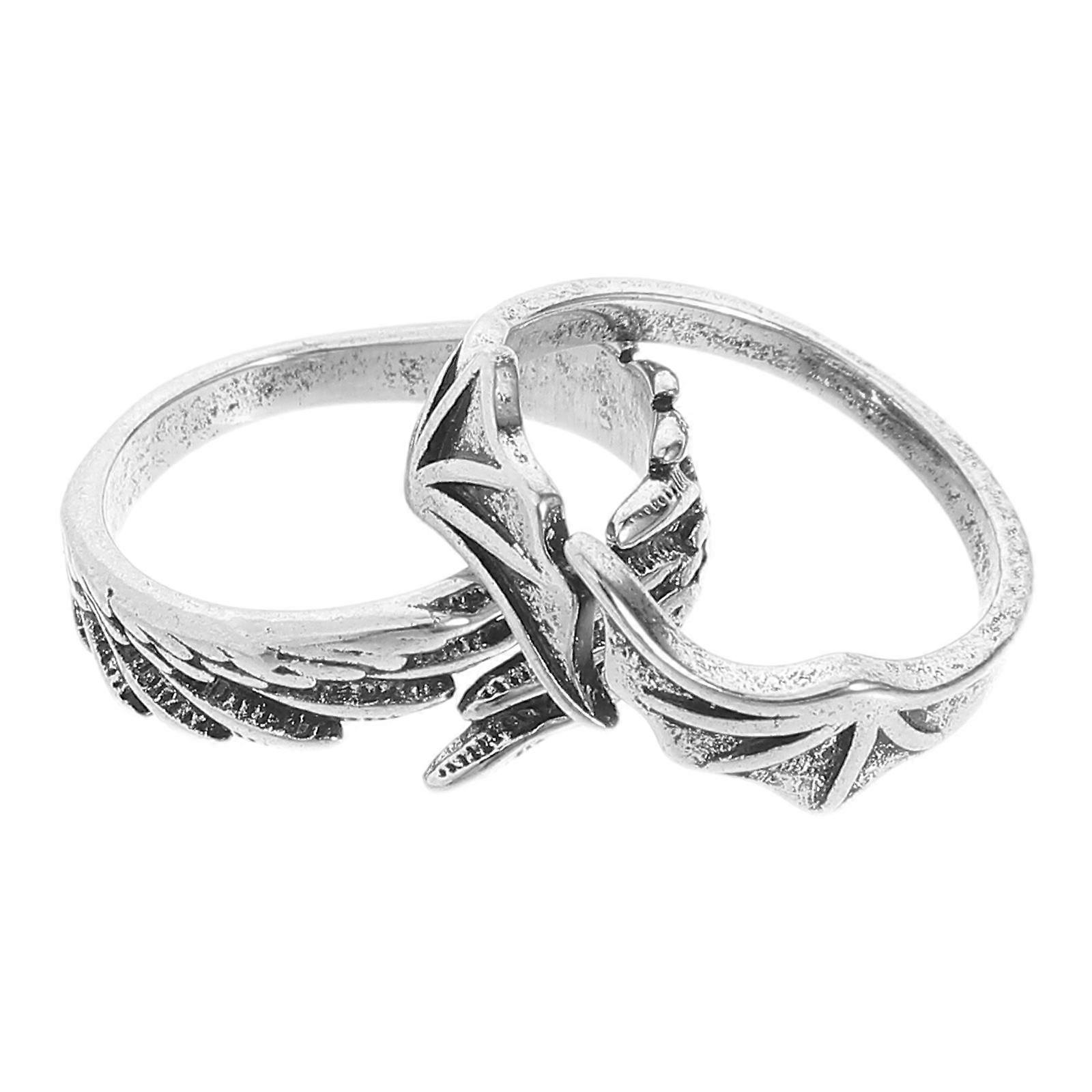 2pcs Bat Wing Adjustable Ring Angle Wing Open Ring Vintage Open Ring for Decoration