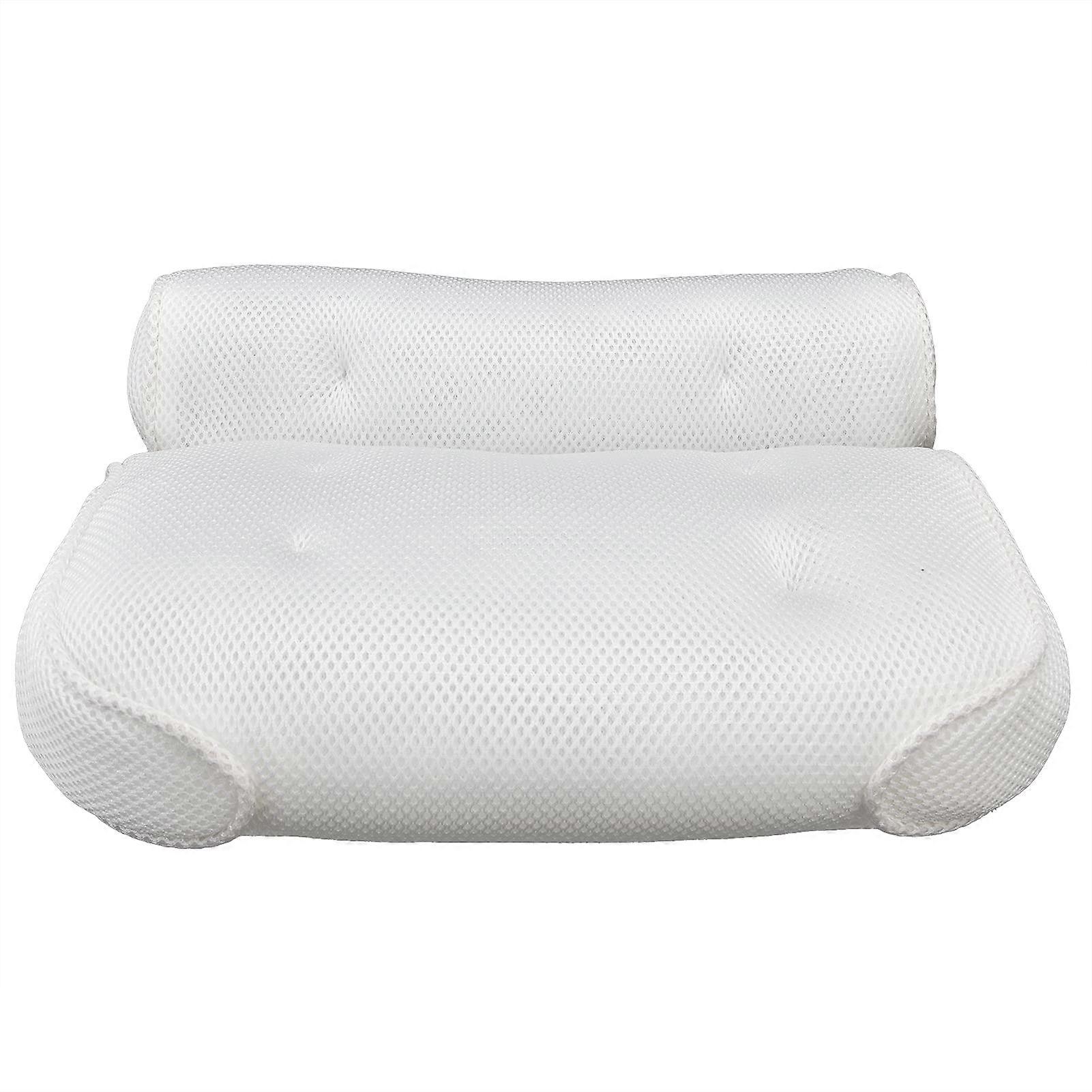 Bath Pillow with Suction Cups, Ergonomic Head Neck Support, Breathable QuickDry Mesh for Tub