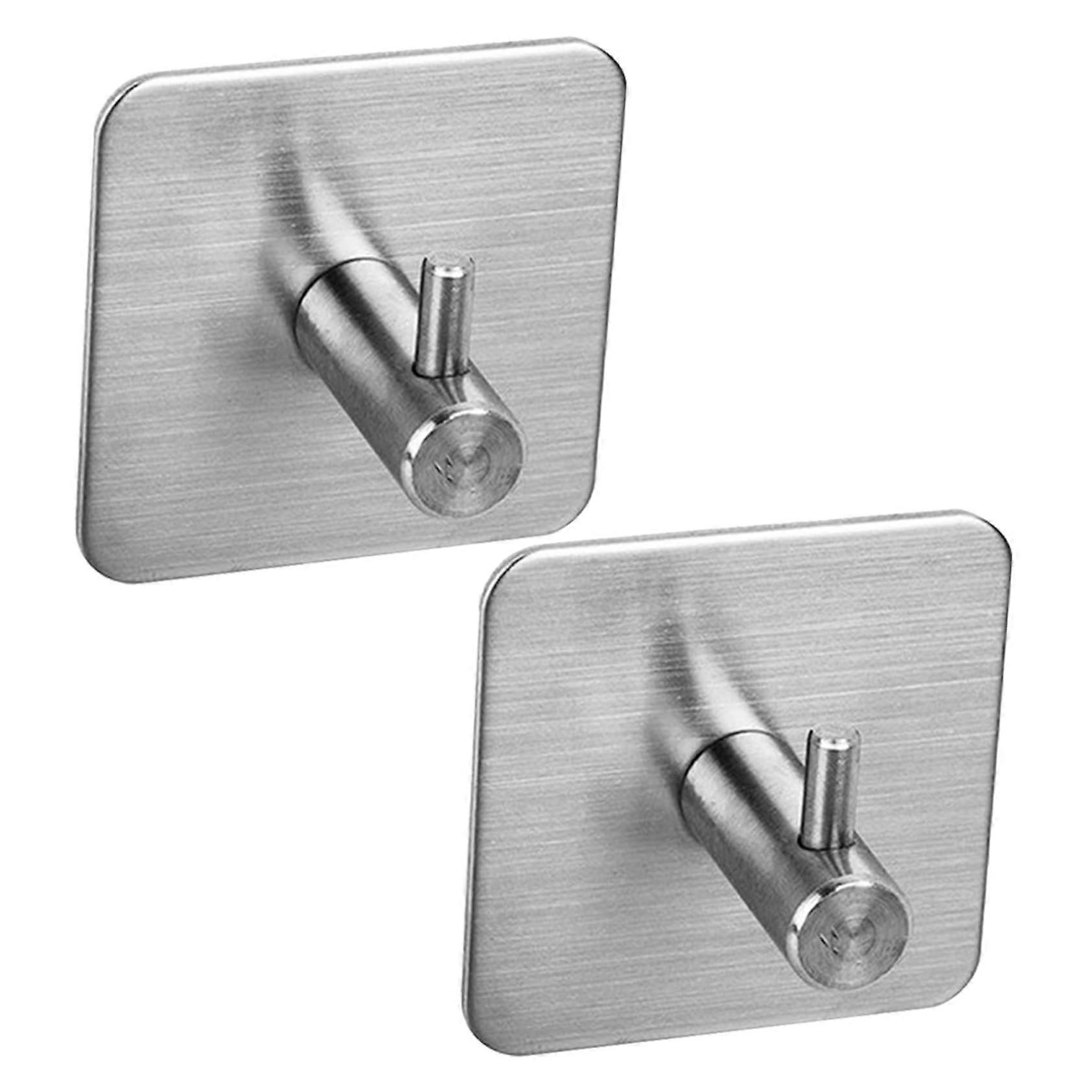 2pcs Stainless Steel SelfAdhesive Wall Hooks Rustproof Strong Adhesive for Bathroom Kitchen Towels