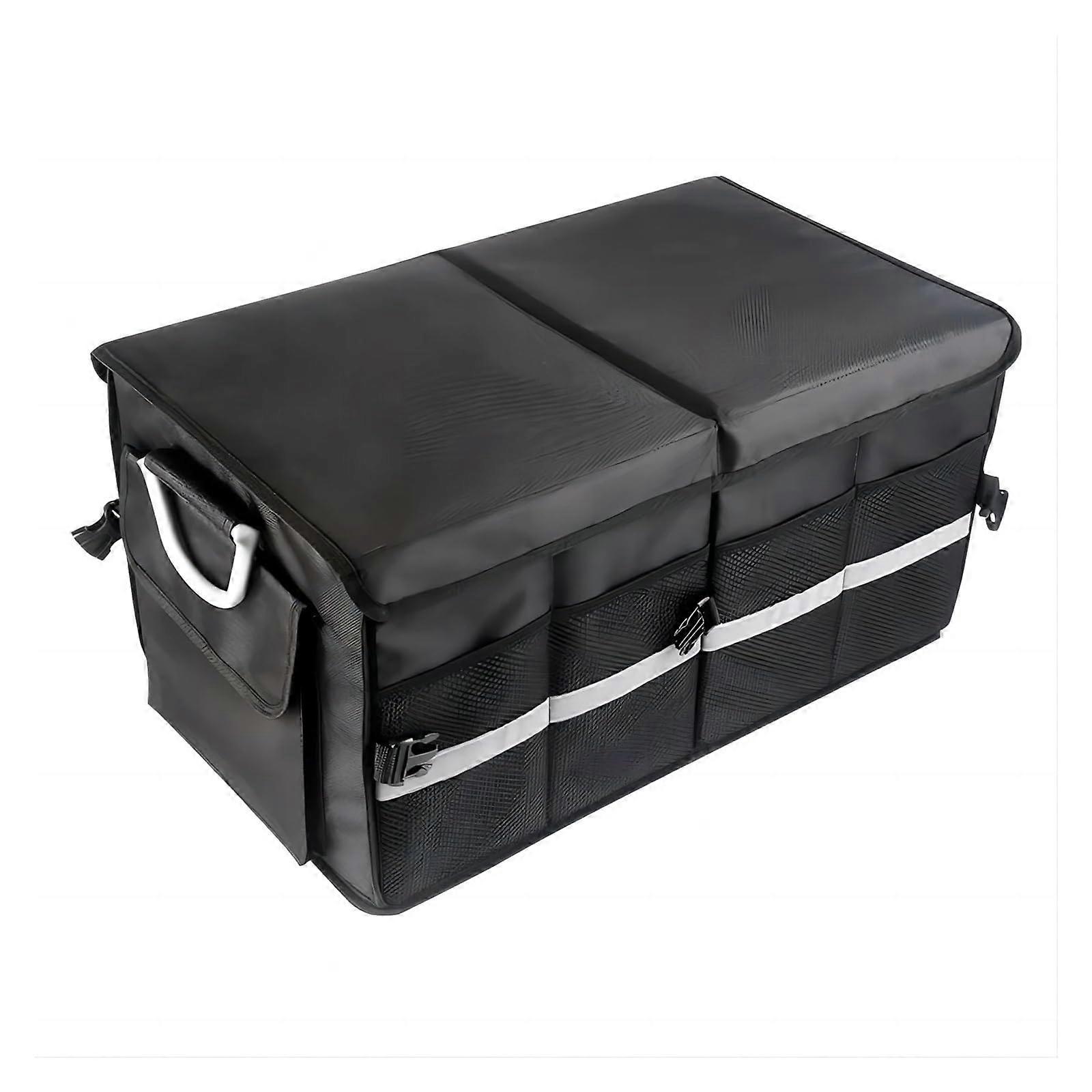 Car Trunk Organizer Collapsible Multi Compartments Large Capacity Non Slip Bottom 28L Foldable Cover