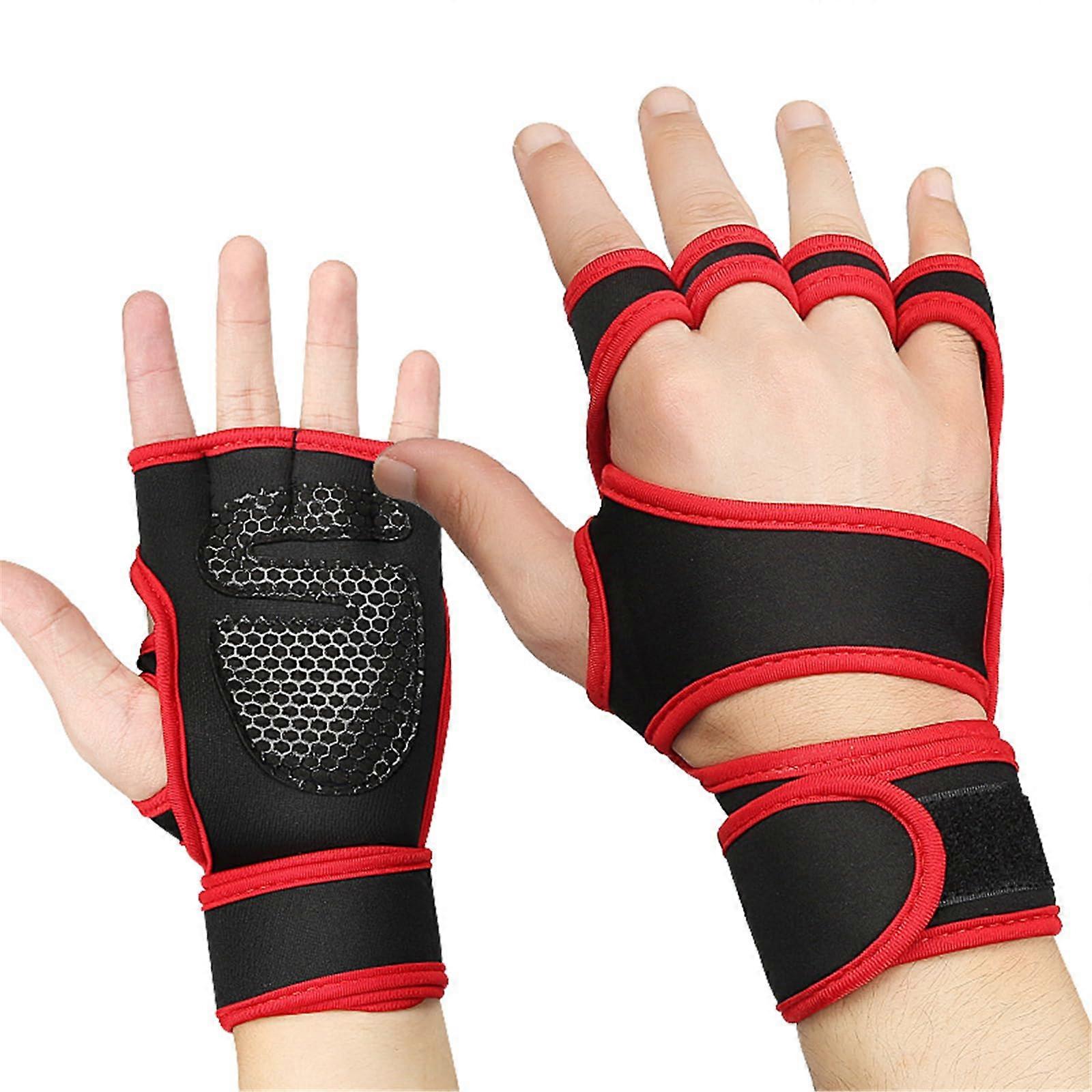 Weight Lifting Gloves with Wrist Support Straps for Gym Training Enhanced Grip Stability