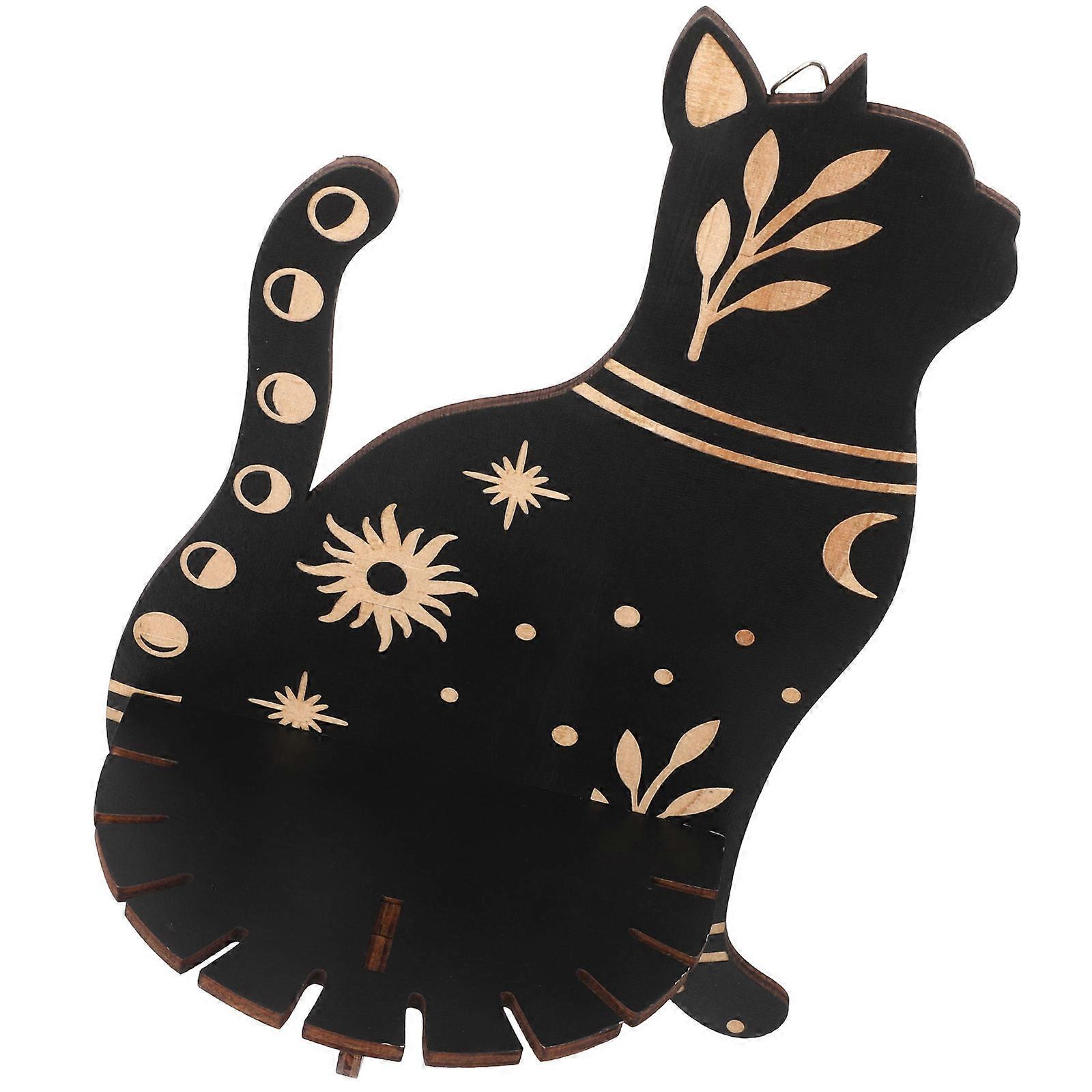 Decorative Wall Hanging Shelf Wooden Display Stand Cat Shaped Multi Purpose 2Pcs