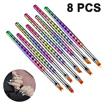 8 Piece Brush Set Nail Design Set, Diy Brush Pen Uv Gel, Gradient B...