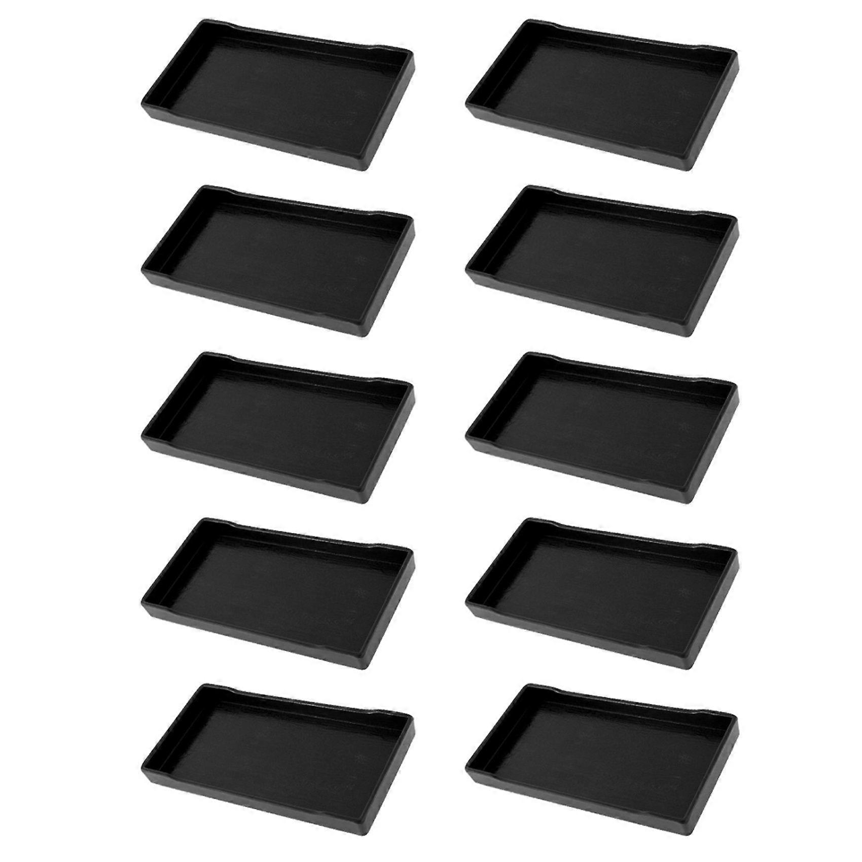 10X Plastic Rectangular Design Lunch Food Tray Salver Black
