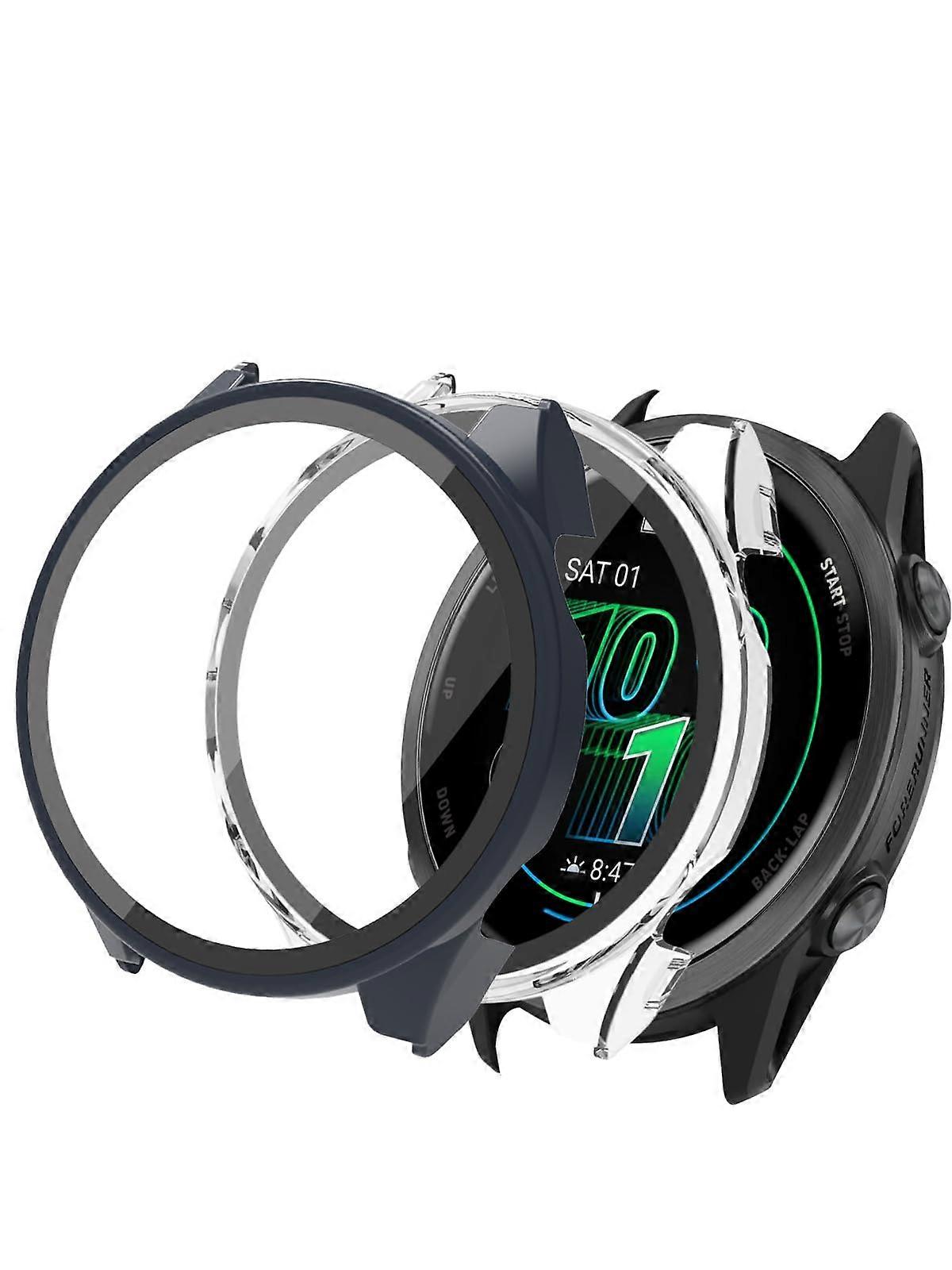 Case for Garmin Forerunner 570 with 9H Tempered Glass Screen Protector, Shockproof Bumper, 2 Pack