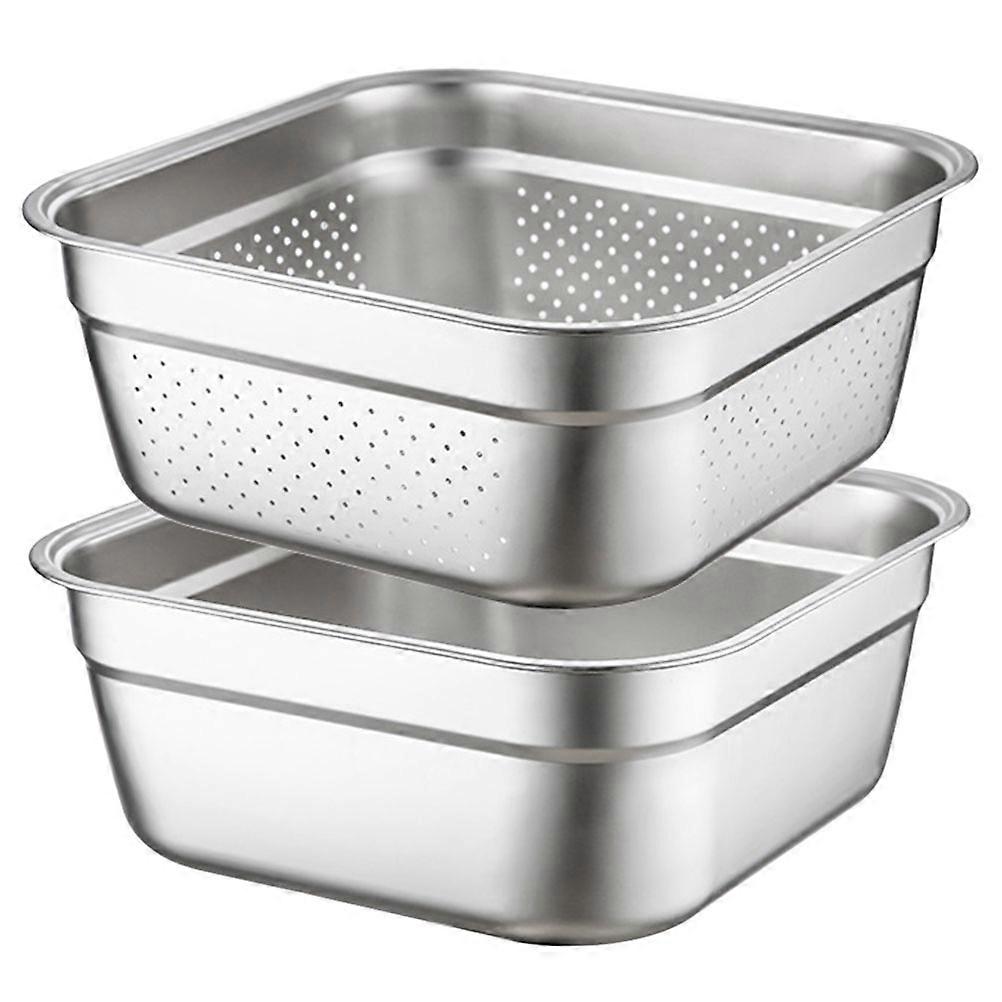 Fine Mesh Colander with Basin for Fruit Straining 1Set Stainless Steel