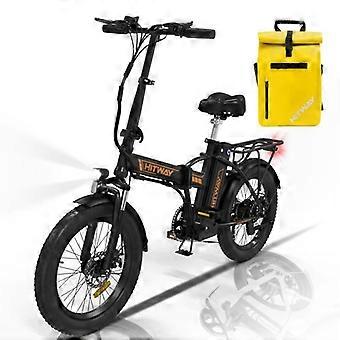 HITWAY 20" Opvouwbare Elektrische Fiets Zwart-Oranje - 36V Batterij - 11.2Ah - LCD Scherm + HITWAY Gele Tas