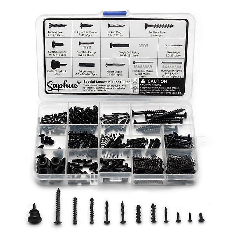 201pcs Guitar Screw Kit for Telecaster Stratocaster, MultiSize Black Hardware  Set