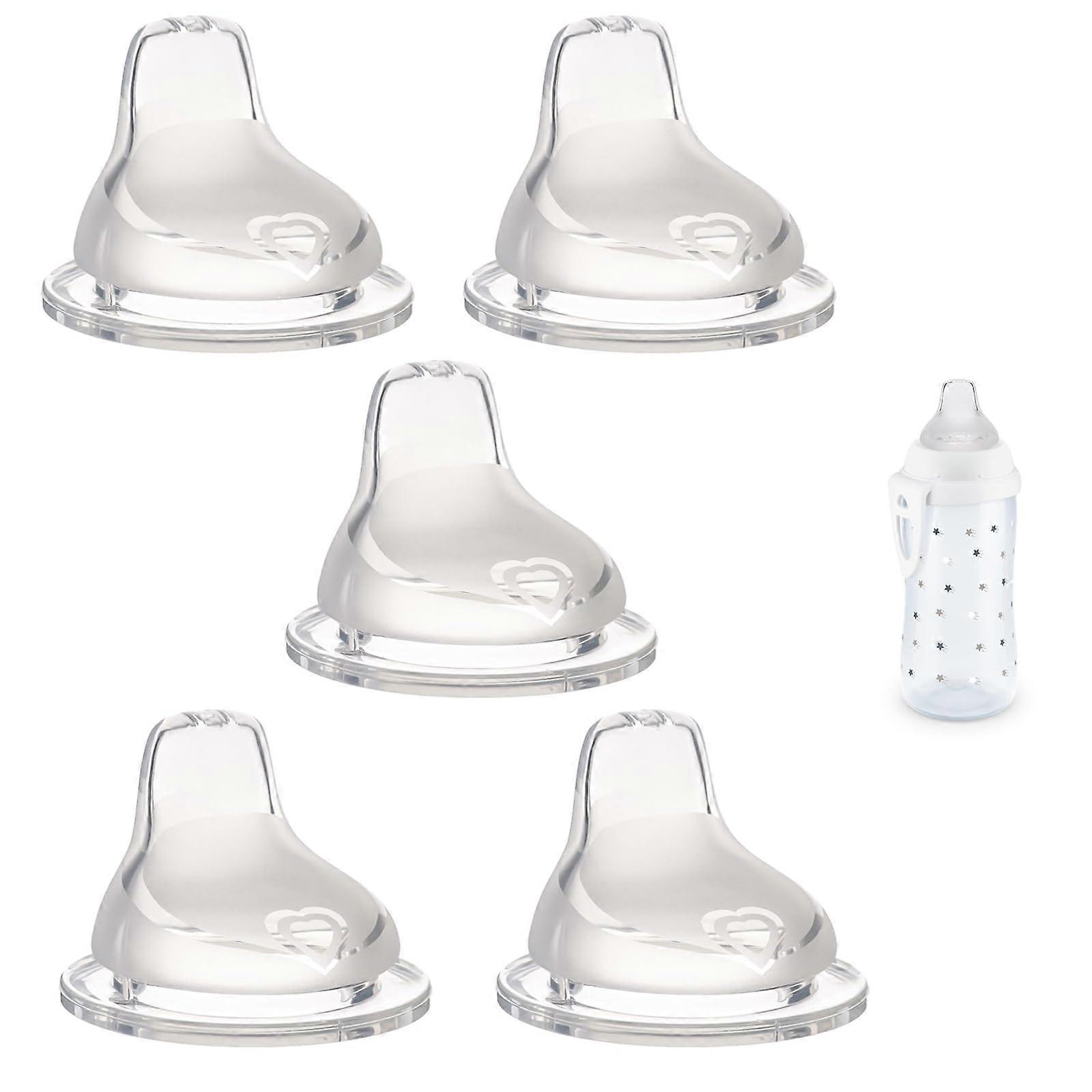 Silicone Sippy Cup Replacement Spout for NUK Active and Learner Cups, Leakproof, 5 Pack
