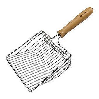 Heavy Duty Metal Cat Litter Scoop with Long Handle, Ergonomic Wooden Grip, Large Shovel Surface