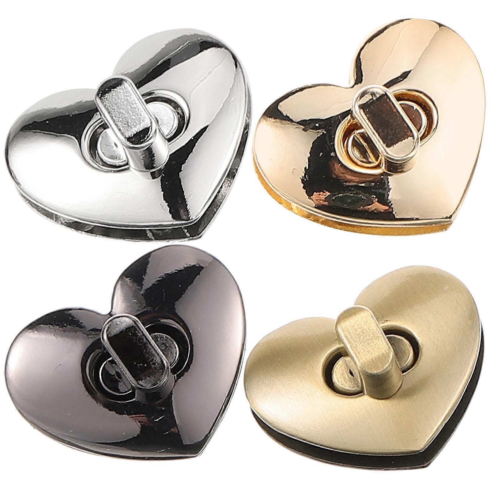 Five Hardware Locks Heart Shaped Bag Locks for Door Use 4Pcs Replacement