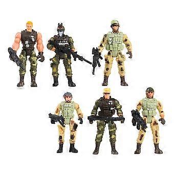 6 stuks flexibele militaire soldaat model speelgoed kinderen militaire games speelgoed (willekeurig type)