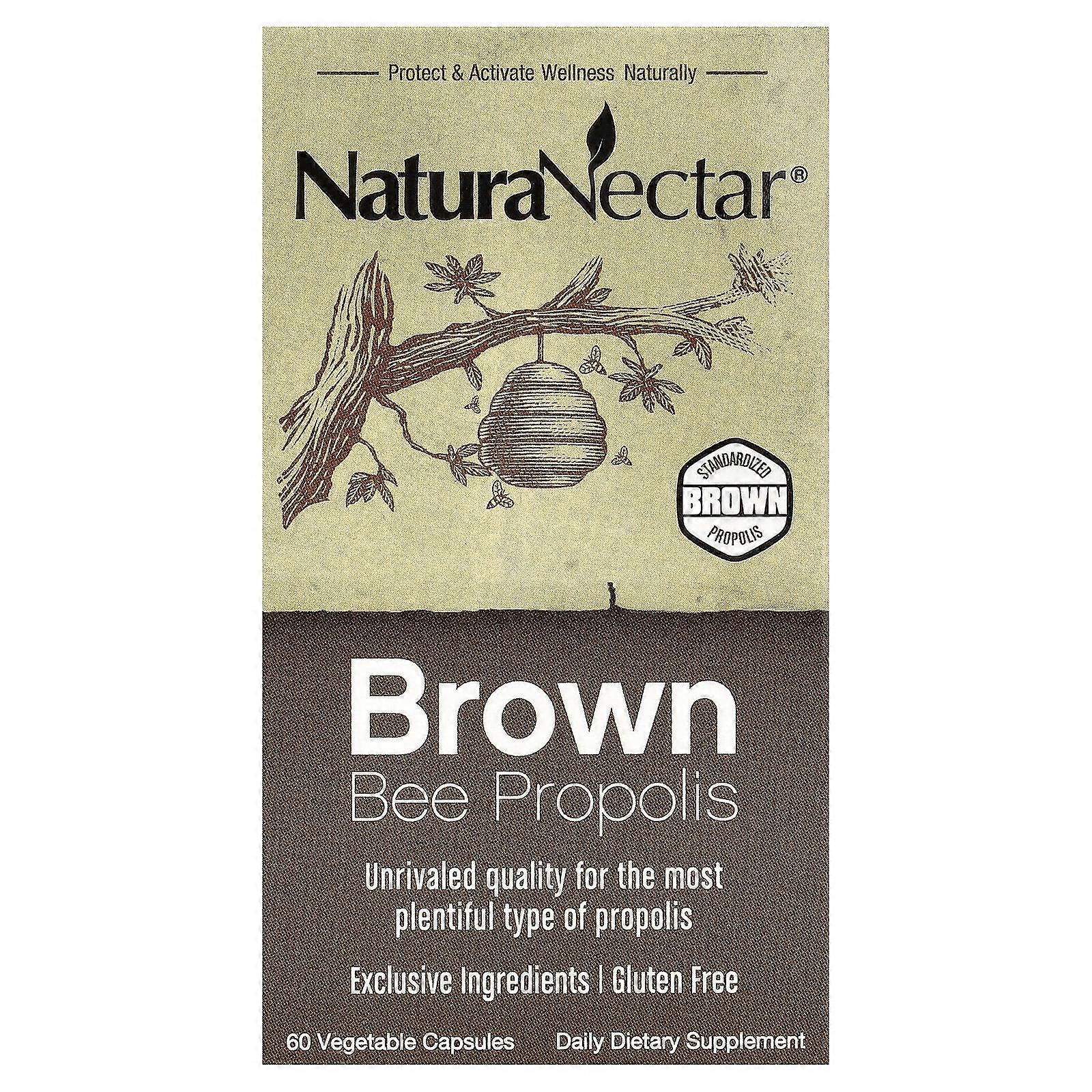 NaturaNectar, Brown Bee Propolis, 60 Vegetable Capsules