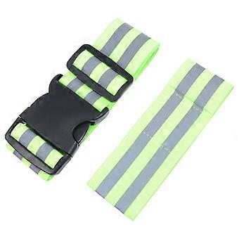Adjustable Reflective Safety Belt for Night Running 2Pcs Green Arm Bands