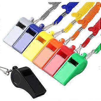 7 Pack Plastic Whistles Coaches Referee Whistles with Lanyards Colorful for Sports Whistles Football Basketball Training Gyms Emergency