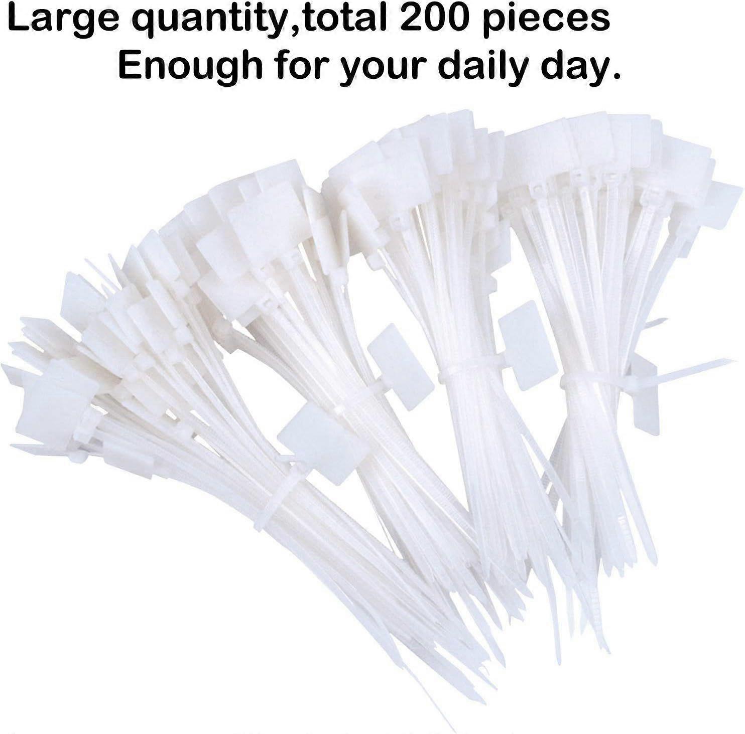 200 Nylon Cable Marking Ties, Self-Locking Cable Tags, Write-on Ethernet Cables,
