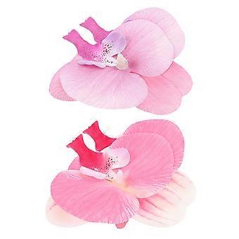 2 Pair Of Orchid Flower Shoe Clips Women Sandals Jewelry Clips Elegant Stylish Removable Shoe Decorations For Beach Vacation