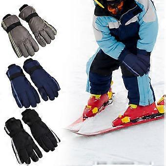 Reflective Stripe Skiing Gloves, Windproof Breathable, Thick Warm Lining, Touchscreen Compatible, Adjustable Wrist Straps for Women, Navy Blue