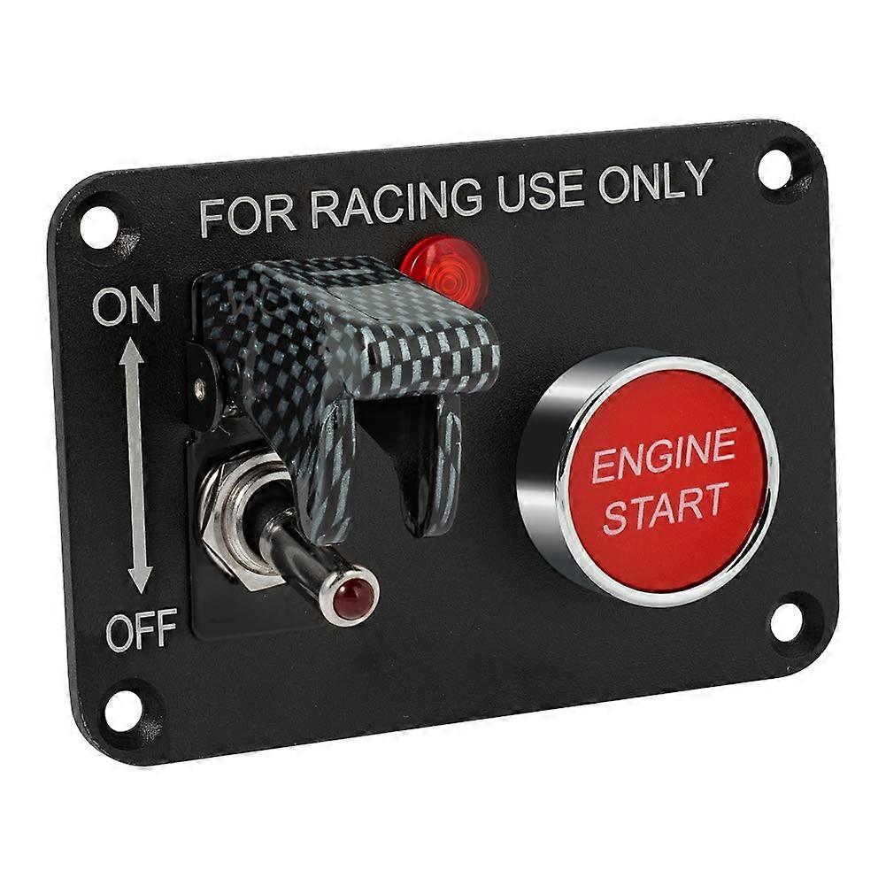 Racing Switch Panel Toggle Switch Carbon Fiber Racing Car Ignition Switch Panel Engine Start Push Button Red LED