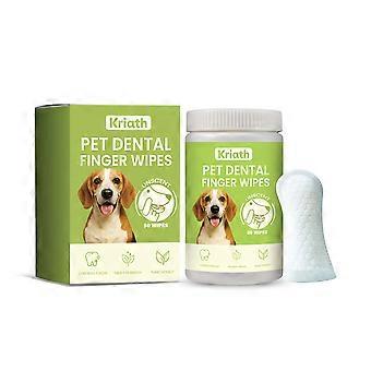 Pet Dental Cleaning Wipes, Gentle Plaque Removal Finger Wipes for Cats and Dogs