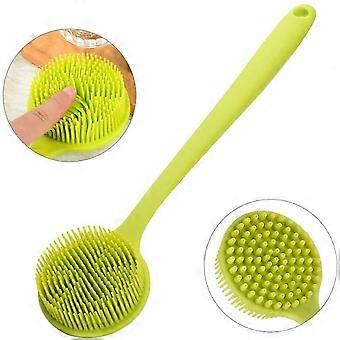 Silicone Body Brush, Bath Brush Back Scrubber Long Handle Bath Shower Brush With Ultra Soft Bristles,non-slip,green