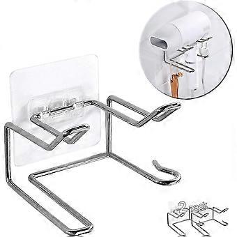 2 Pack Hair Dryer Holder, Wall Mount Self Adhesive Waterproof Blow Dryer Rack Storage Organizer Hanger, Compatible with Dyson and Most Hair Dryers App