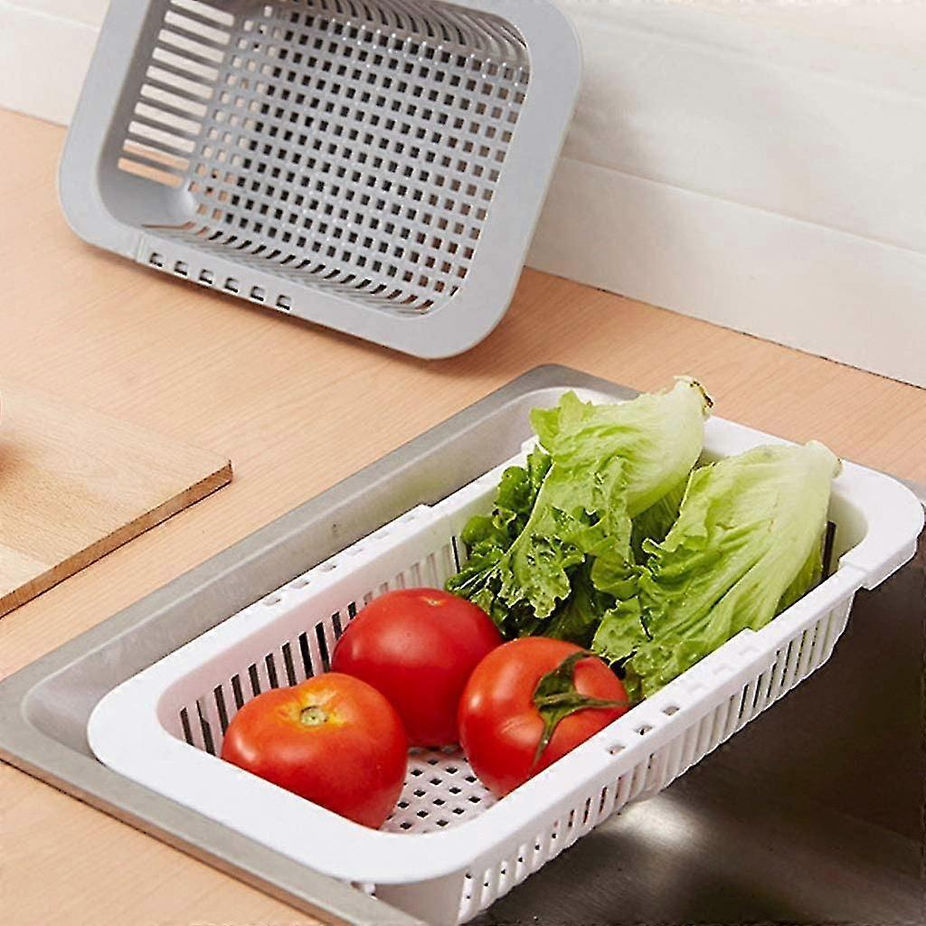 Adjustable Over Sink Dish Drying Rack Drainer Plastic Vegetable Fruit Basket Holder Kitchen Utensil