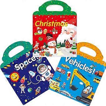 Livres d’autocollants pour jouets pour tout-petits 2-4 ans Cadeaux d’anniversaire Ensembles de livres d’activités pour enfants de 4 à 8 ans Jouets d’apprentissage pour les tout-petits de 1 à 3 ans (Noël + voiture + espace)